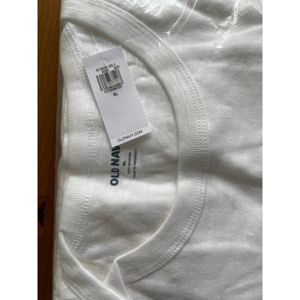 Old Navy Mens White Curved Hem Slub Knit Long Sleeve TShirt Tee NEW XL - Picture 2 of 6